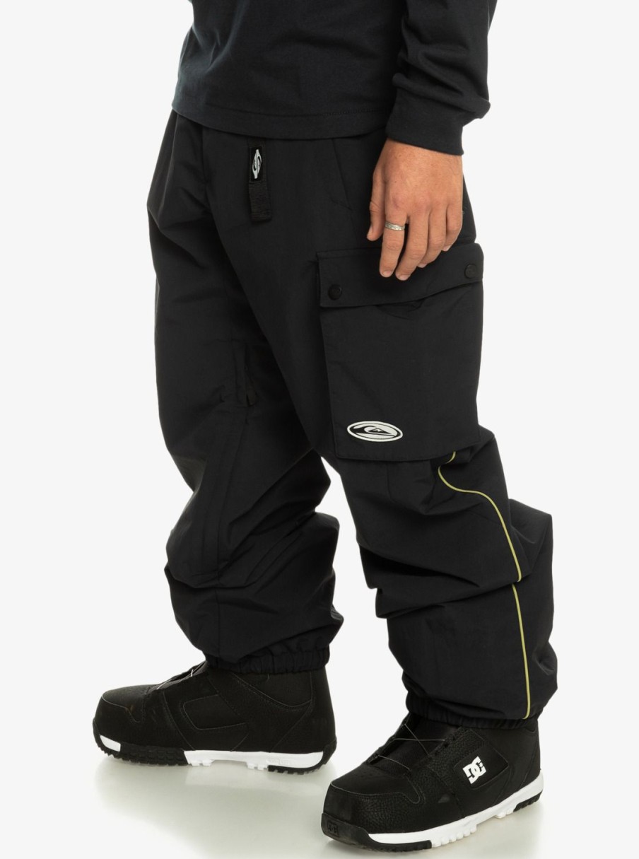 Mens Quiksilver Snow Pants | Snow Down Cargo Technical Snow Pants True Black