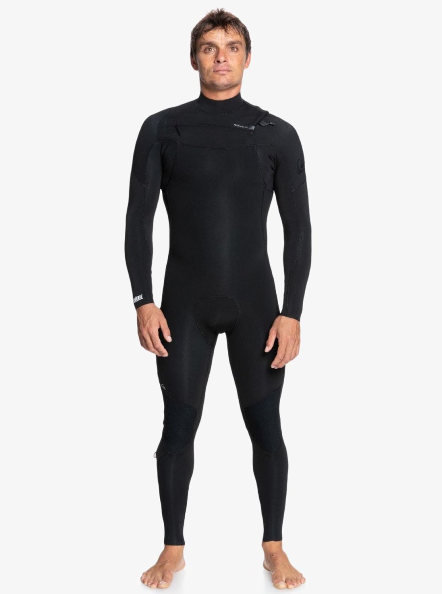 Mens Quiksilver Wetsuits | 3/2Mm Everyday Sessions Chest Zip Wetsuit Black