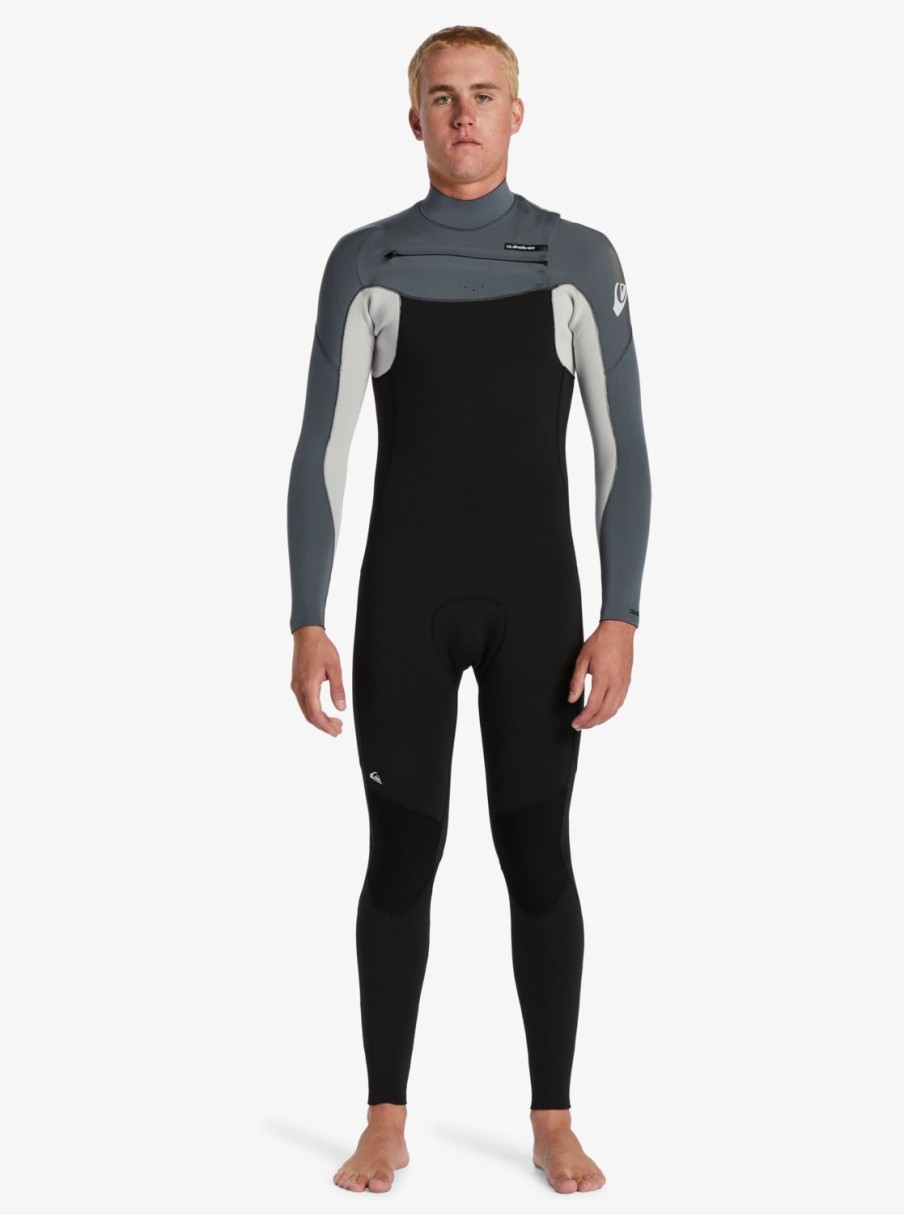 Mens Quiksilver Wetsuits | 3/2Mm Everyday Sessions Chest Zip Wetsuit Black/ Ash