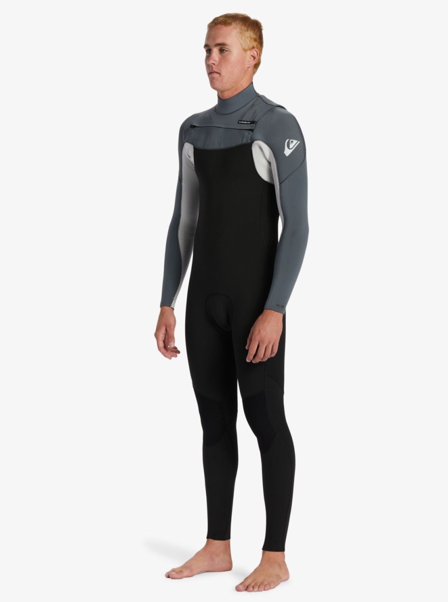 Mens Quiksilver Wetsuits | 3/2Mm Everyday Sessions Chest Zip Wetsuit Black/ Ash