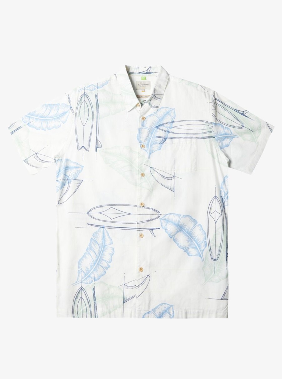 Mens Quiksilver Shirts & Polos | Waterman Right Point Short Sleeve Shirt Antique White Right Point