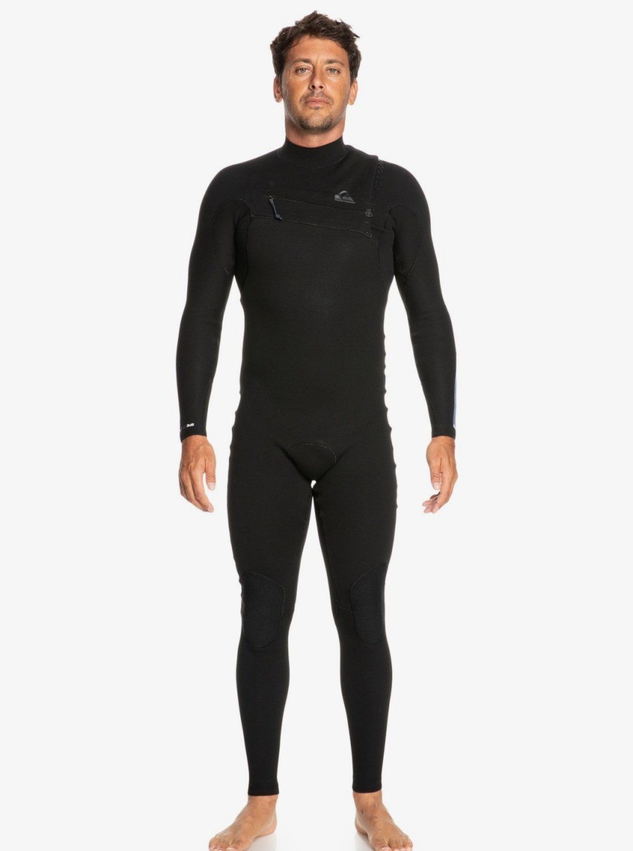 Mens Quiksilver Wetsuits | 4/3 Highline Chest Zip Wetsuit Black