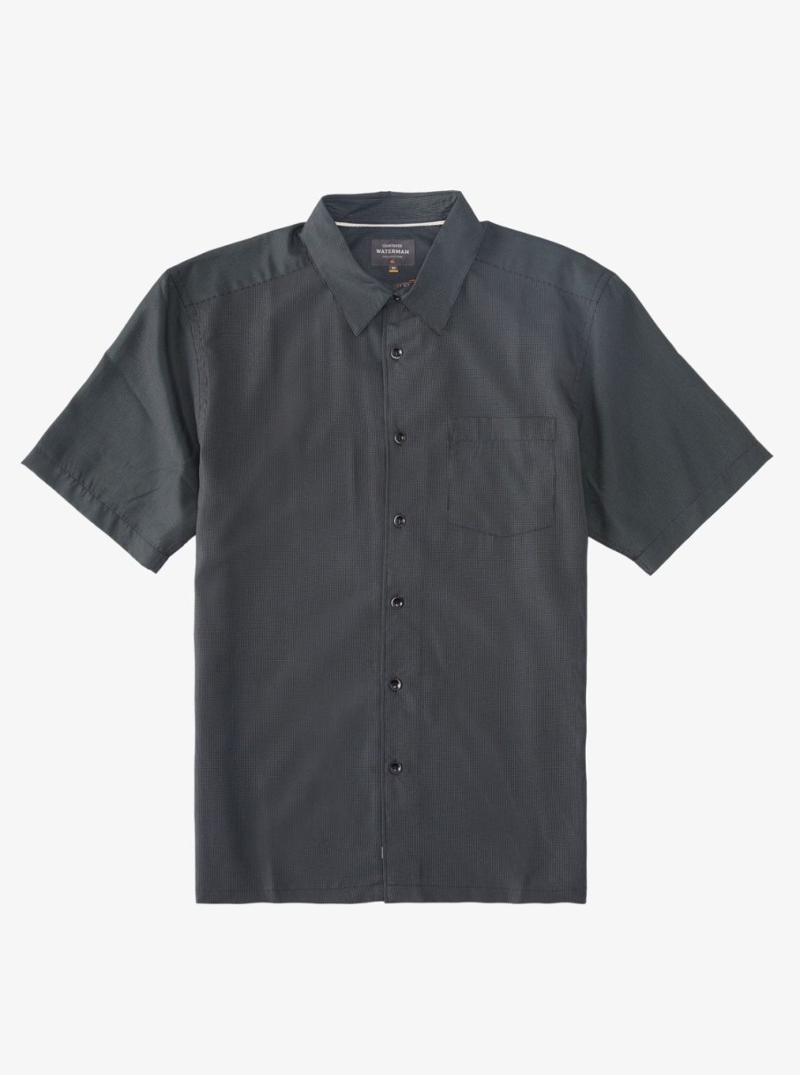 Mens Quiksilver Shirts & Polos | Waterman Kings Cliff Short Sleeve Shirt Black Kings Cliff