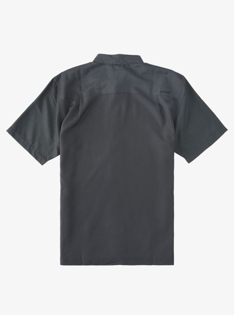 Mens Quiksilver Shirts & Polos | Waterman Kings Cliff Short Sleeve Shirt Black Kings Cliff