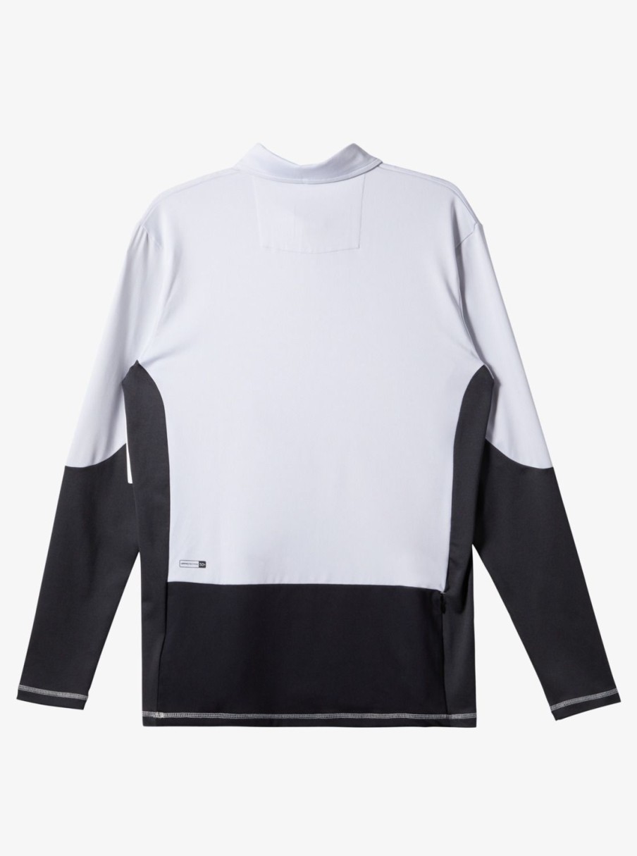 Mens Quiksilver Rashguards | Waterman Waterman Piscator Polo Long Sleeve Upf 50 Surf T-Shirt White