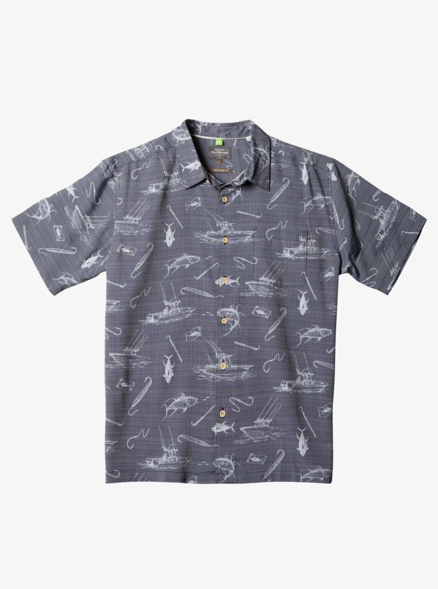 Waterman Quiksilver | Waterman Line Spinner Short Sleeve Shirt Black Line Spinner