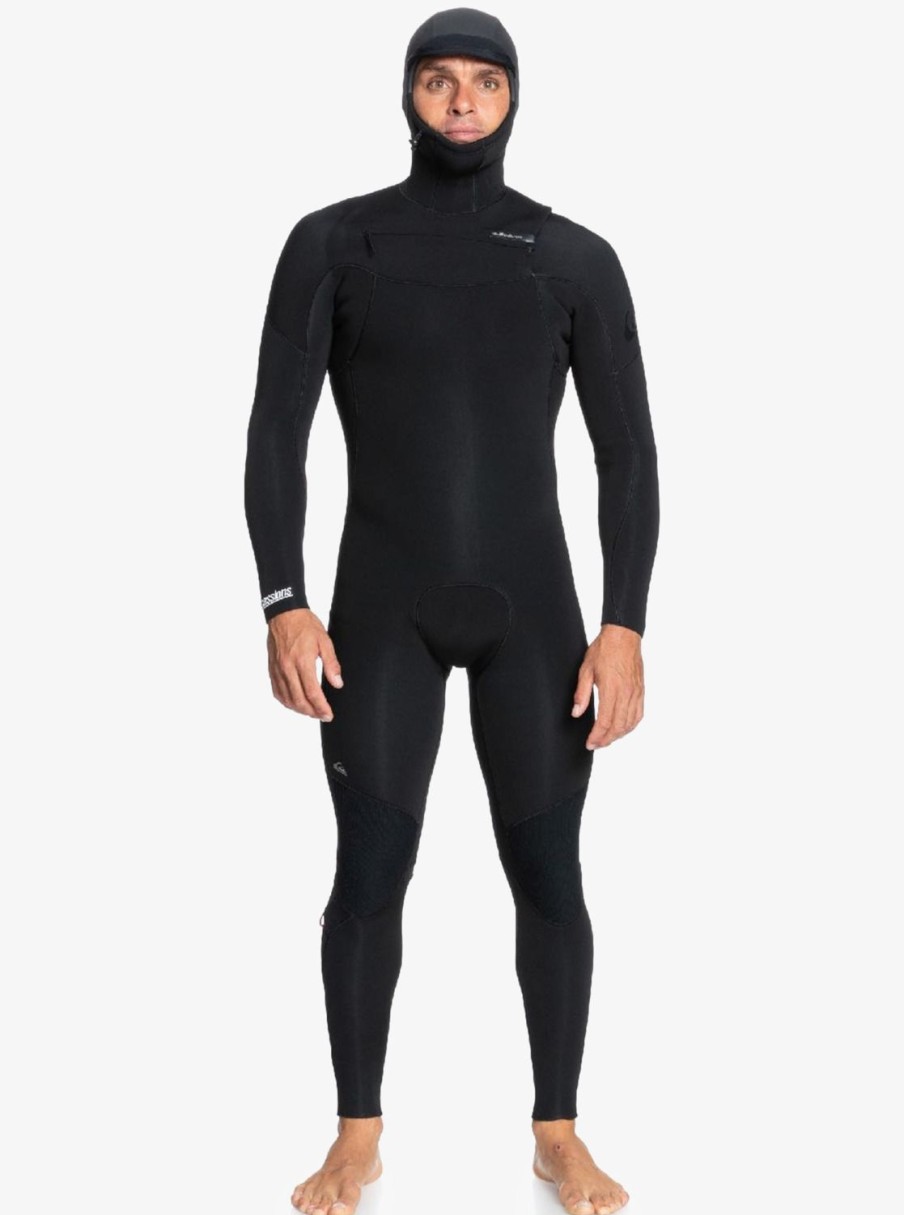 Mens Quiksilver Wetsuits | 5/4/3/ Everyday Sessions Hooded Chest-Zip Wetsuit Black