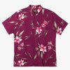 Mens Quiksilver Shirts & Polos | Waterman Night Bloomer Woven Shirt Magenta Night Bloomer