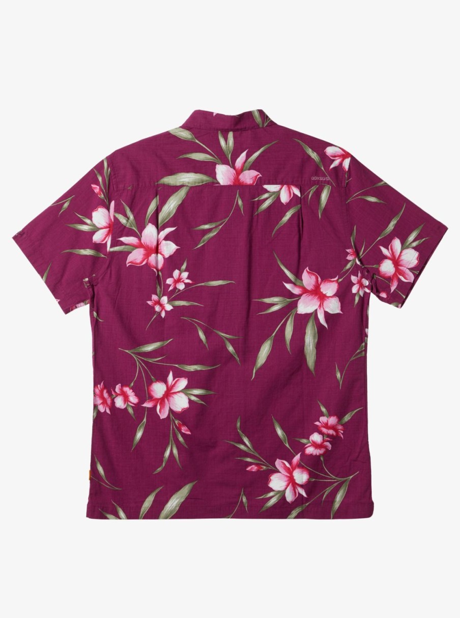 Mens Quiksilver Shirts & Polos | Waterman Night Bloomer Woven Shirt Magenta Night Bloomer