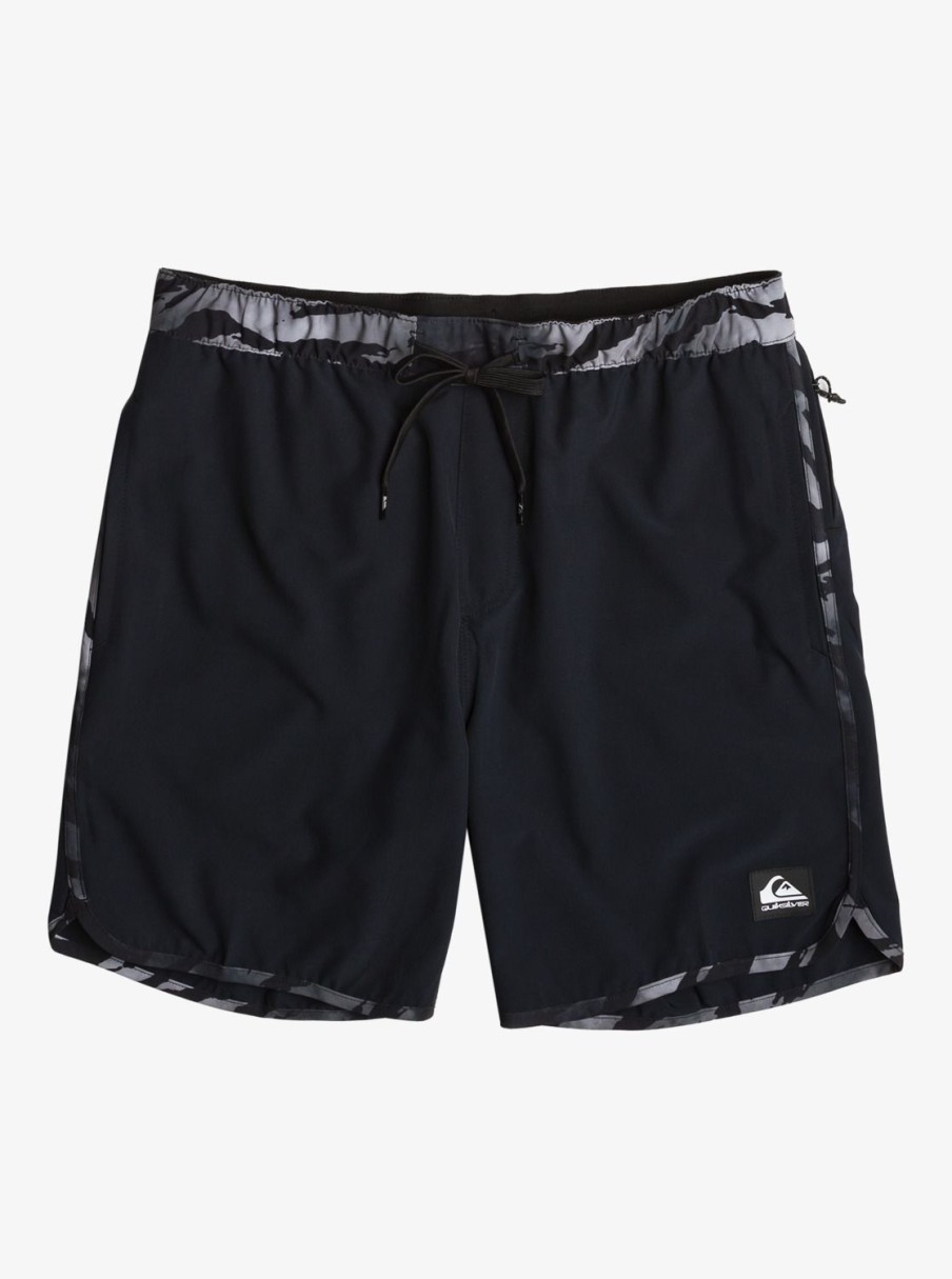 Mens Quiksilver Boardshorts | Omni Scallop 17" Amphibian Boardshorts Black