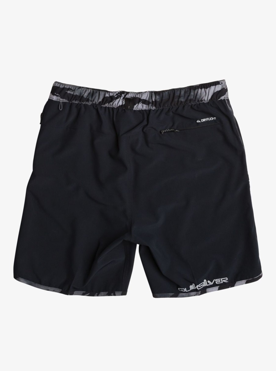 Mens Quiksilver Boardshorts | Omni Scallop 17" Amphibian Boardshorts Black