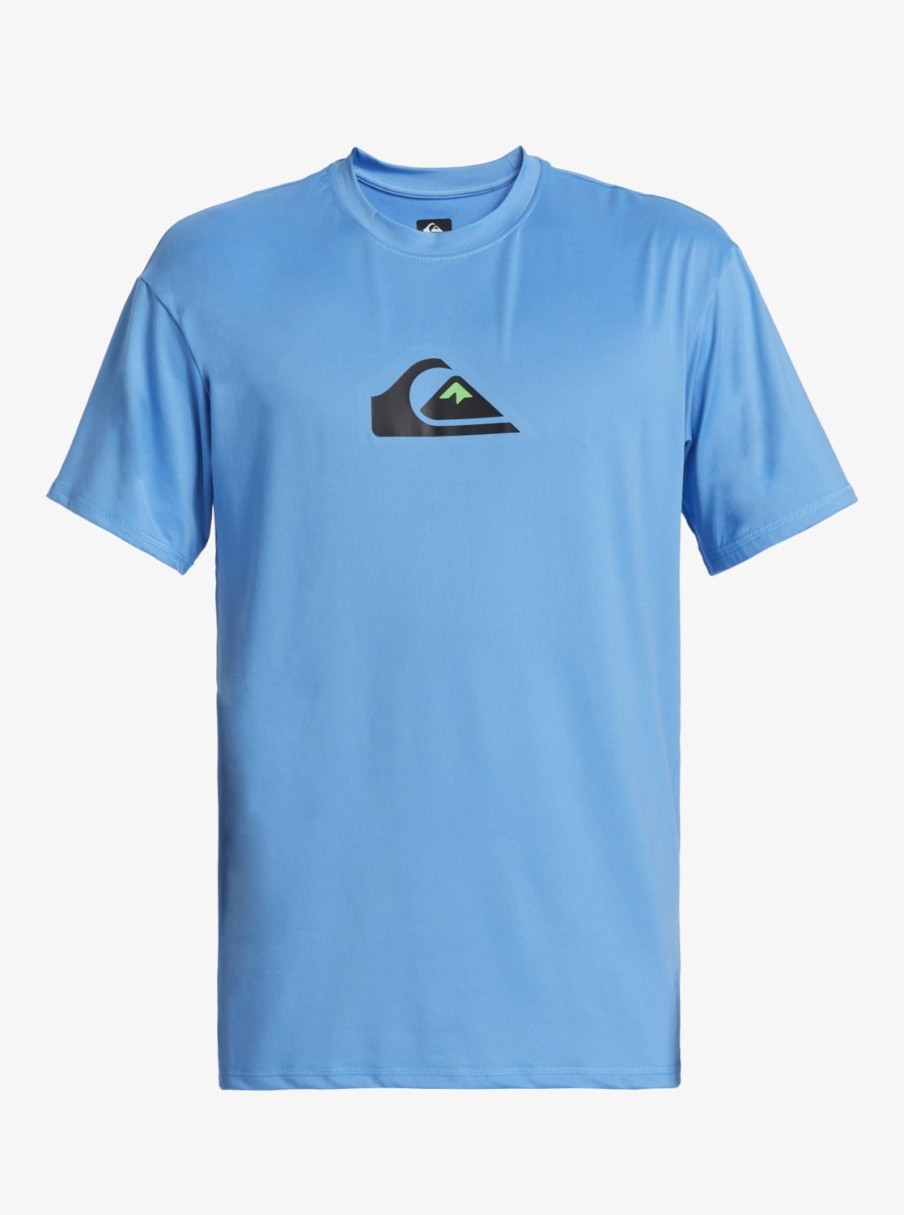 Mens Quiksilver Rashguards | Solid Streak Short Sleeve Upf 50 Surf Tee Azure Blue