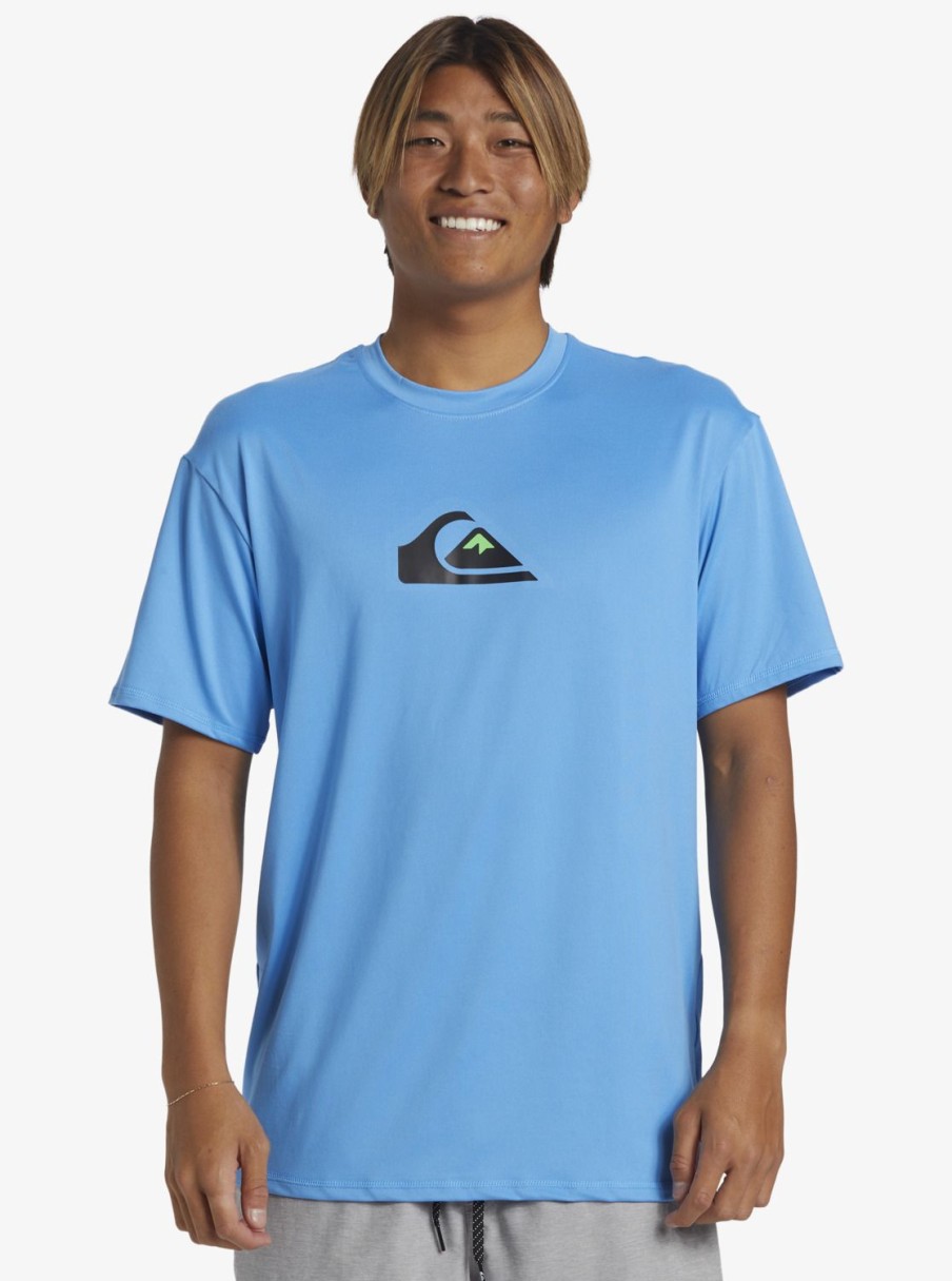 Mens Quiksilver Rashguards | Solid Streak Short Sleeve Upf 50 Surf Tee Azure Blue