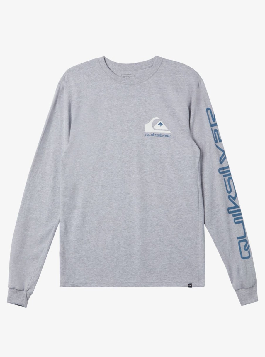 Mens Quiksilver Tees | Omni Logo Long Sleeve T-Shirt Athletic Heather