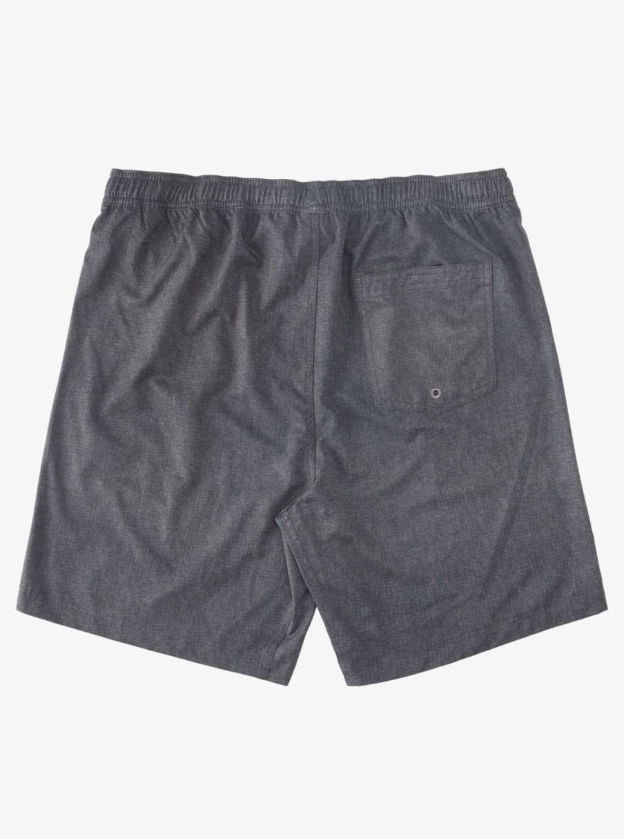 Mens Quiksilver Elastic Waist | Waterman After Surf Stretch 20" Amphibian Boardshorts Black Heather