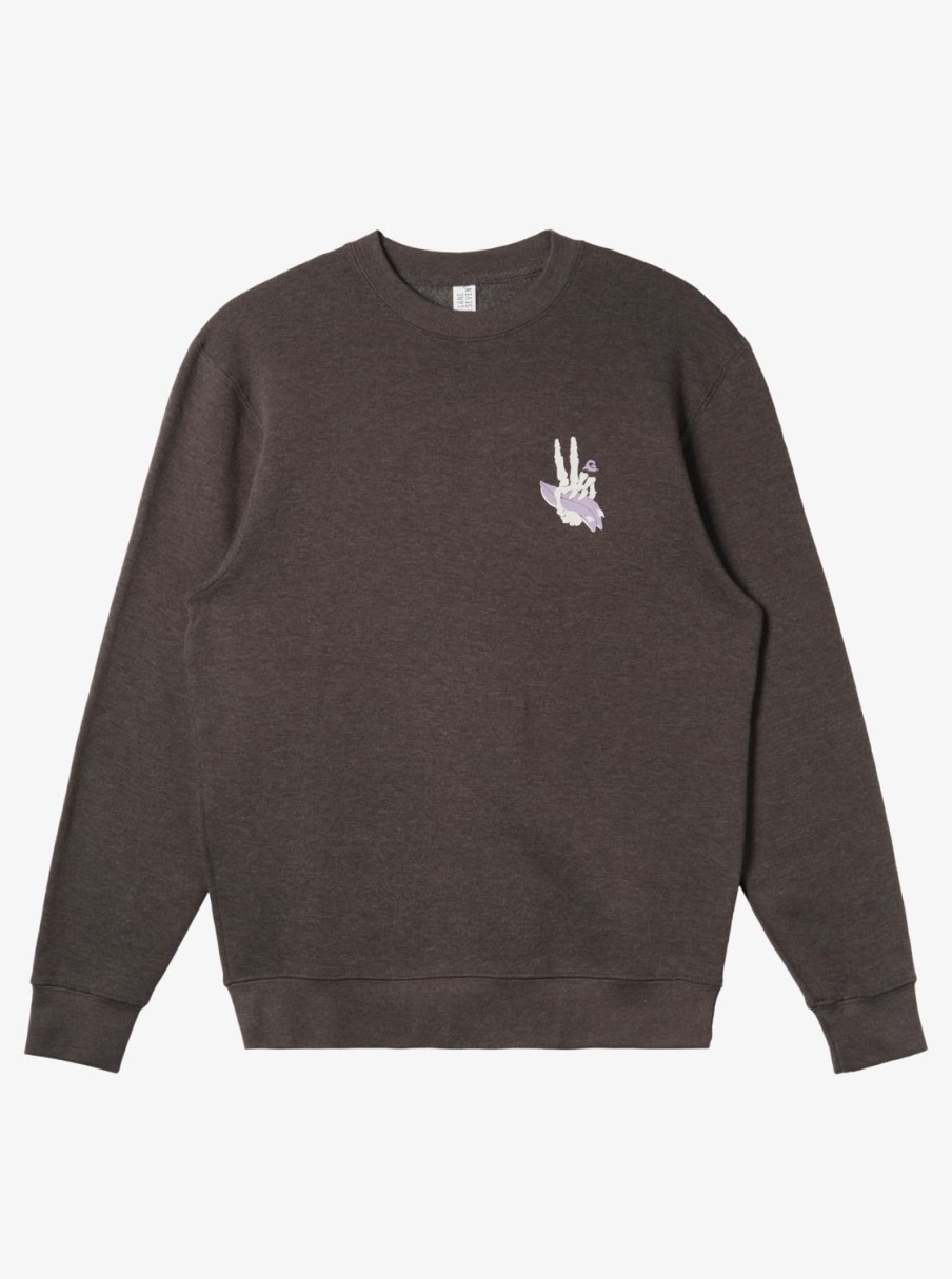 Mens Quiksilver Sweatshirts & Hoodies | E Peace Out Crew Neck Sweatshirt Charcoal Heather