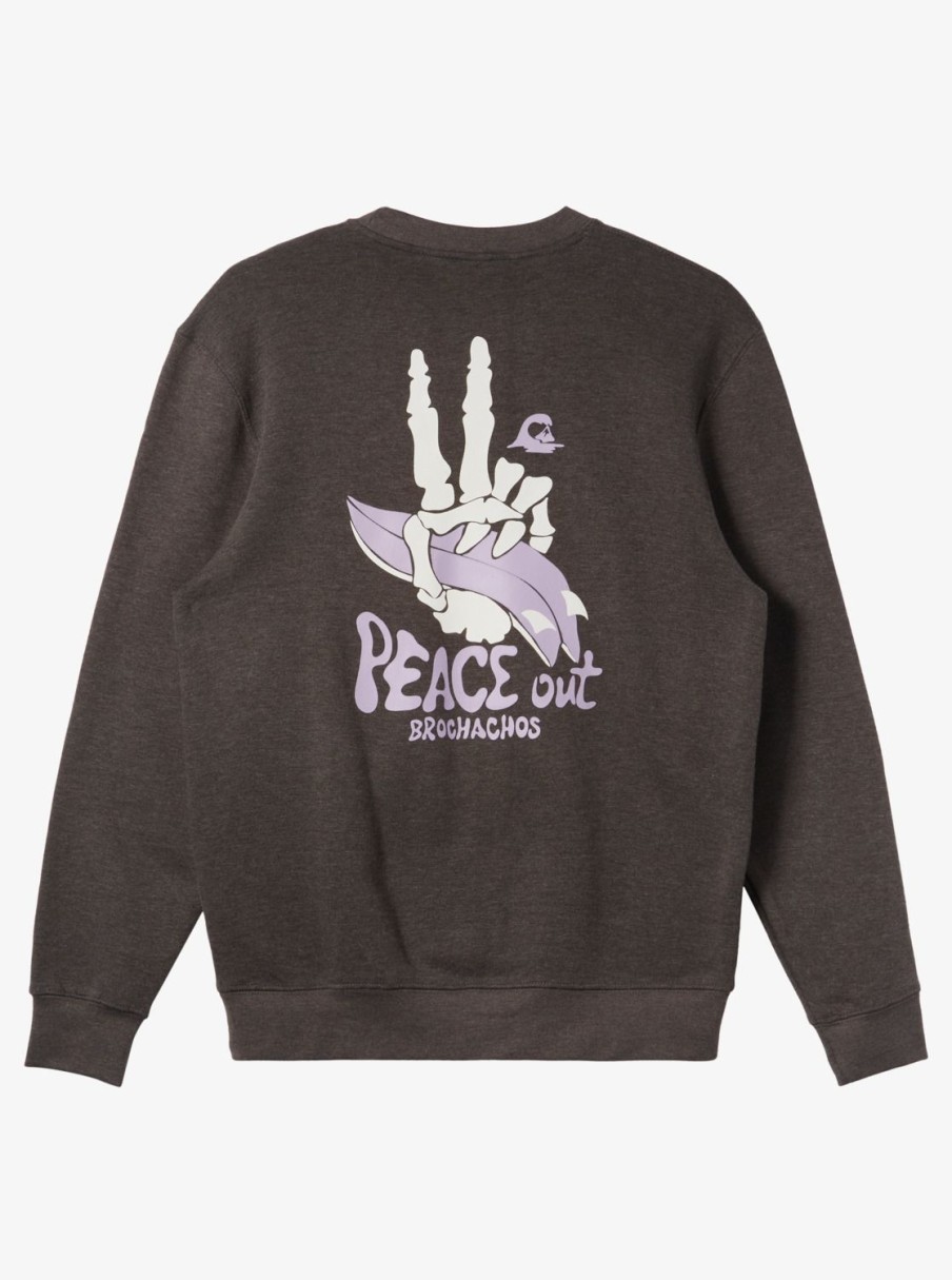 Mens Quiksilver Sweatshirts & Hoodies | E Peace Out Crew Neck Sweatshirt Charcoal Heather