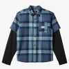 Boys Quiksilver Shirts | Boy'S 8-16 Check This Up Oversized Long Sleeve Shirt Naval Academy Check This Up Ls