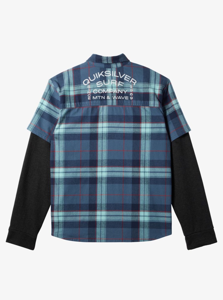 Boys Quiksilver Shirts | Boy'S 8-16 Check This Up Oversized Long Sleeve Shirt Naval Academy Check This Up Ls