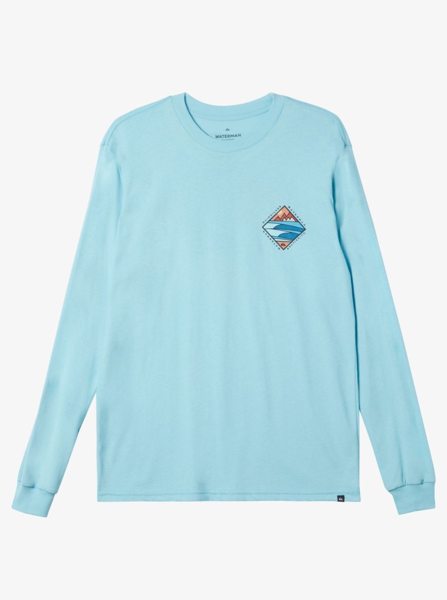 Mens Quiksilver Tees | Waterman Cross Chop Long Sleeve Q T-Shirt Gulf Stream