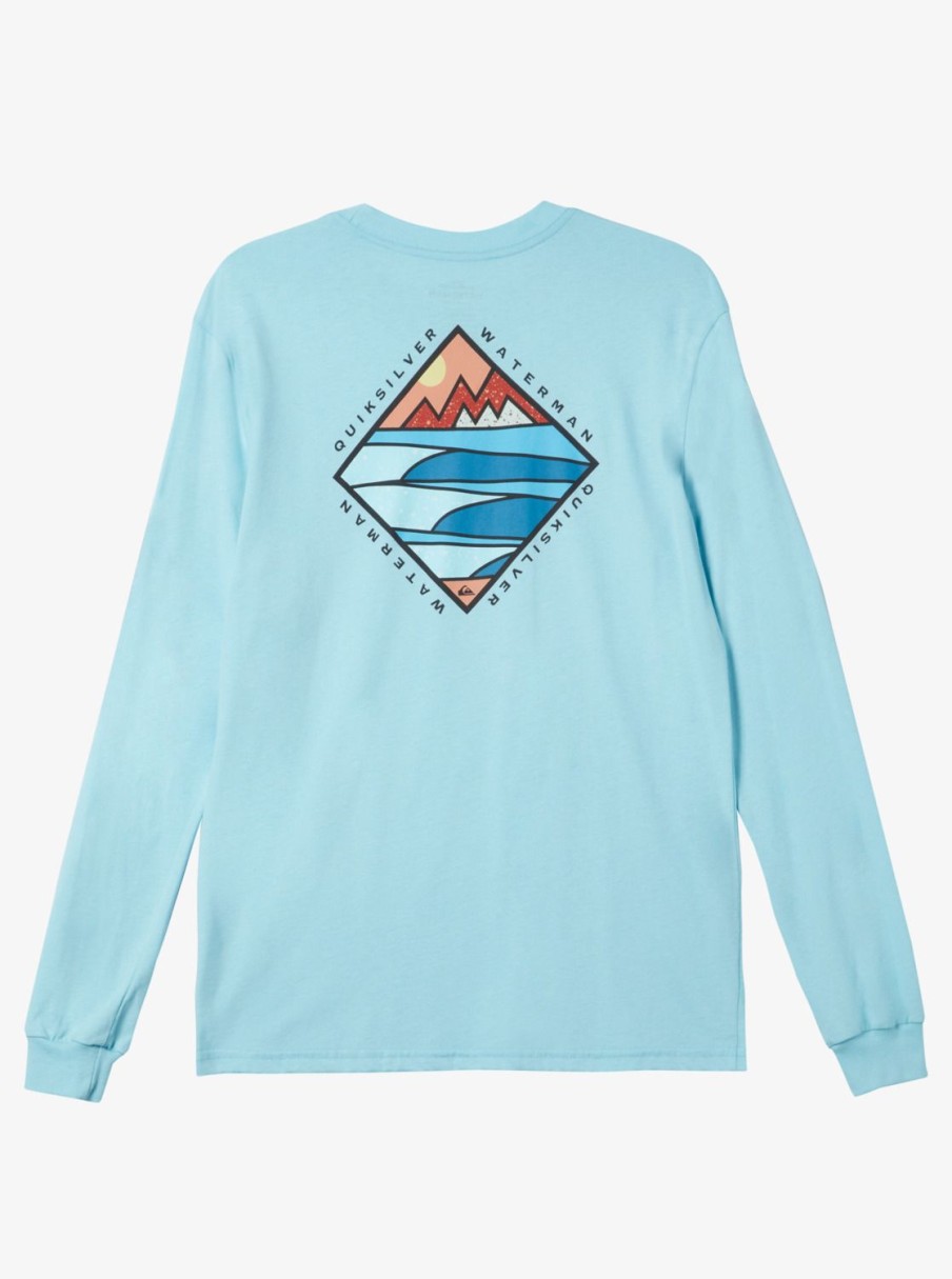 Mens Quiksilver Tees | Waterman Cross Chop Long Sleeve Q T-Shirt Gulf Stream