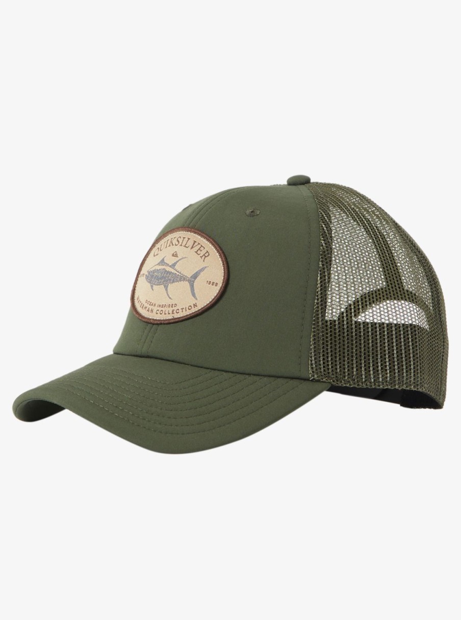 Mens Quiksilver Hats | Waterman Hook Minded Trucker Hat Dusty Olive