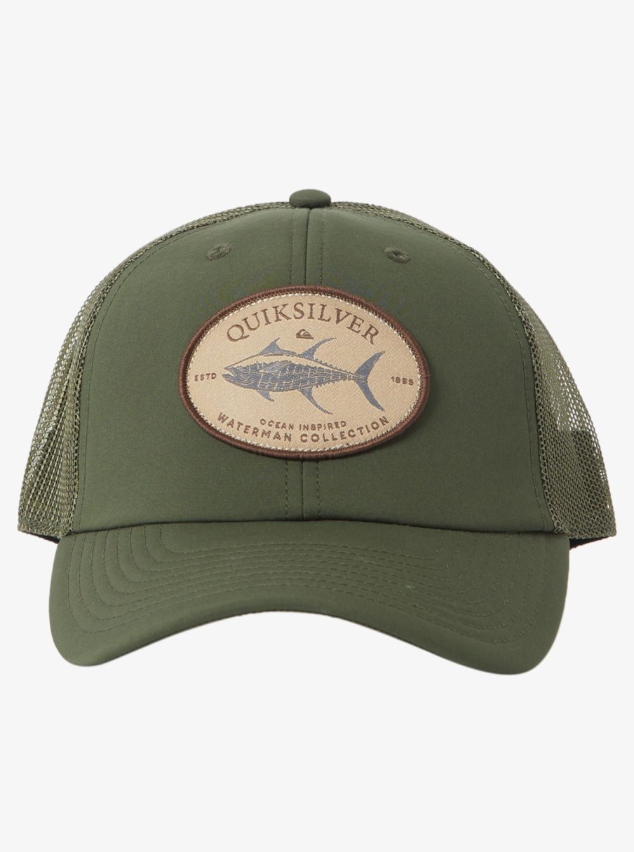 Mens Quiksilver Hats | Waterman Hook Minded Trucker Hat Dusty Olive