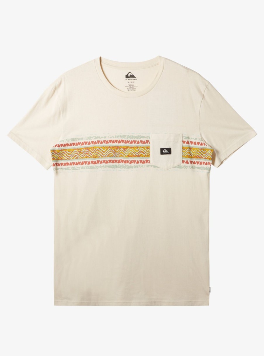 Mens Quiksilver Tees | Mesa Stripe Pocket T-Shirt Birch