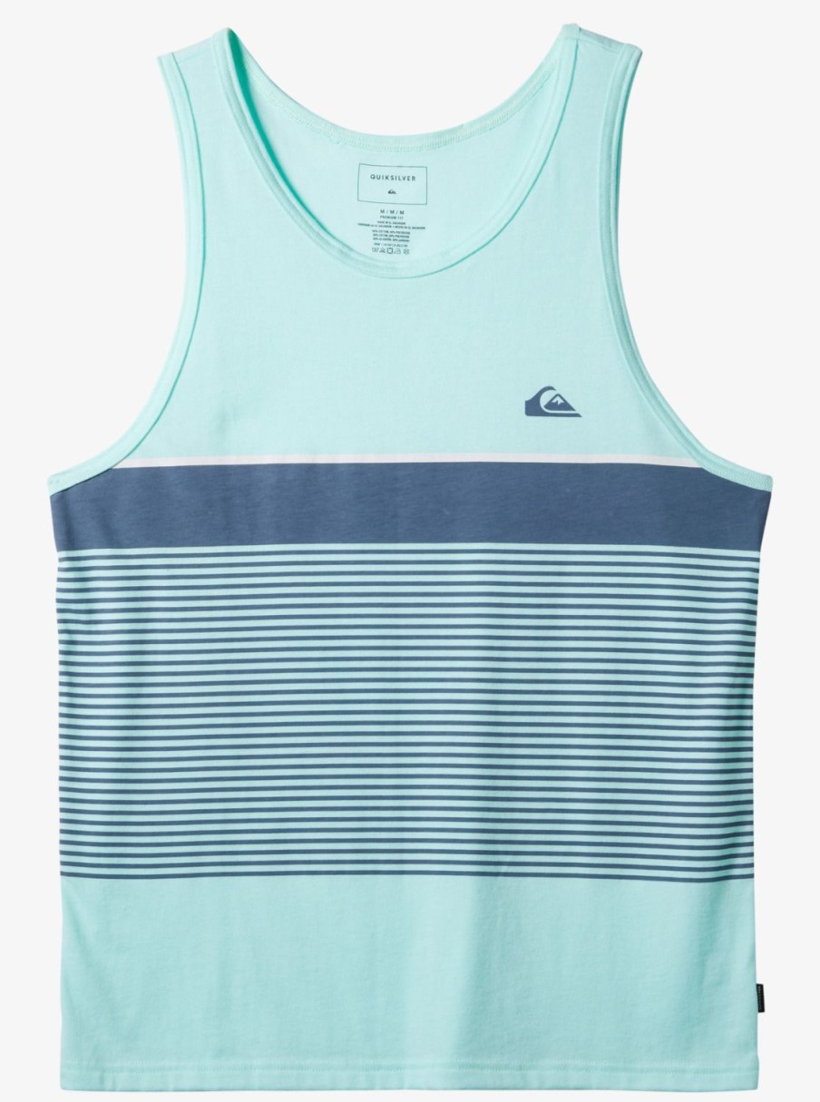 Mens Quiksilver Tees | Tijuana Stripe Tank Top Beach Glass Heather