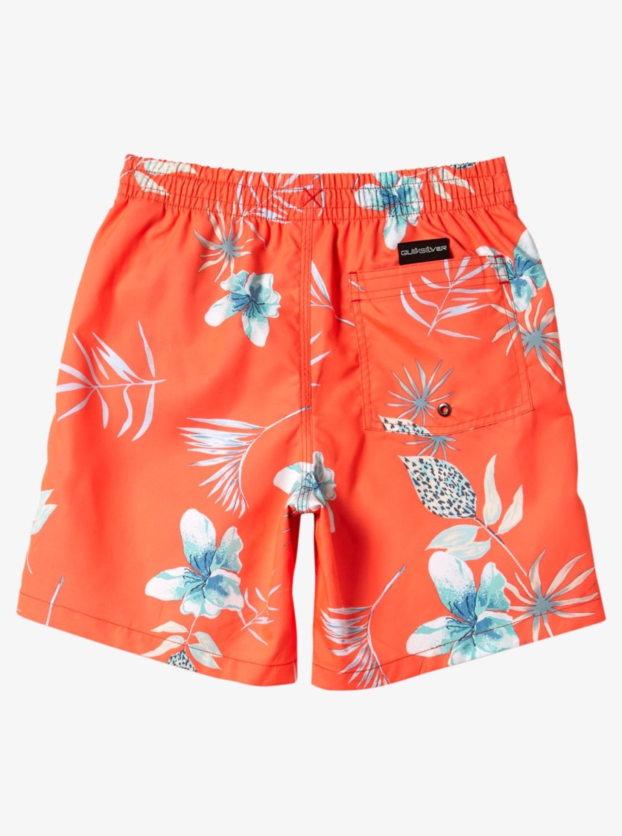 Mens Quiksilver Boardshorts | Boy'S 8-16 Everyday Mix Vl 15Nb Elastic Waist Shorts Fiery Coral