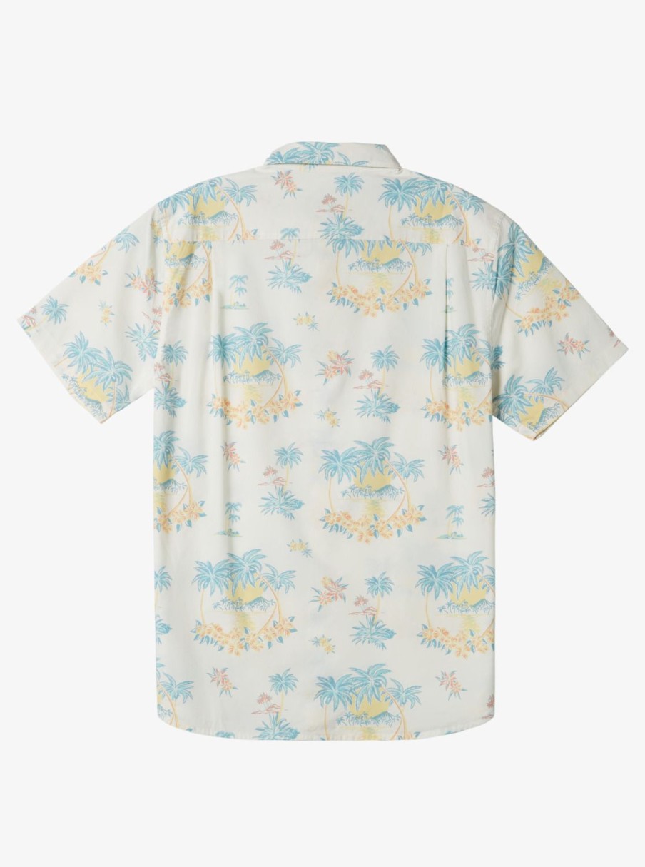 Boys Quiksilver Shirts | Boy'S 8-16 Palm Spritz Short Sleeve Woven Shirt Snow White Palm Spritz