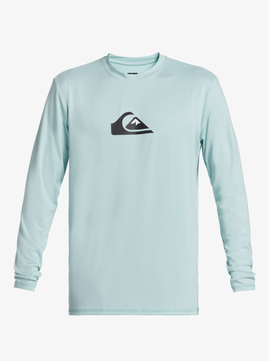 Mens Quiksilver Rashguards | Solid Streak Long Sleeve Upf 50 Surf Tee Pastel Turquoise