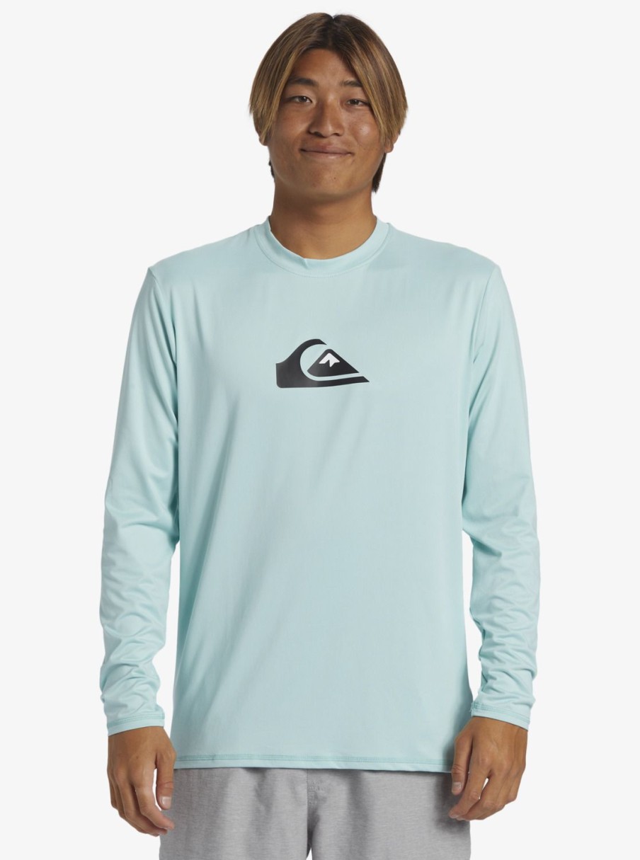 Mens Quiksilver Rashguards | Solid Streak Long Sleeve Upf 50 Surf Tee Pastel Turquoise