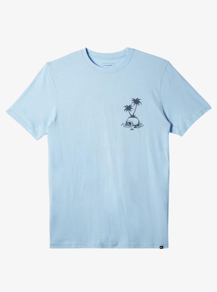 Mens Quiksilver Tees | Skull Island T-Shirt Clear Sky