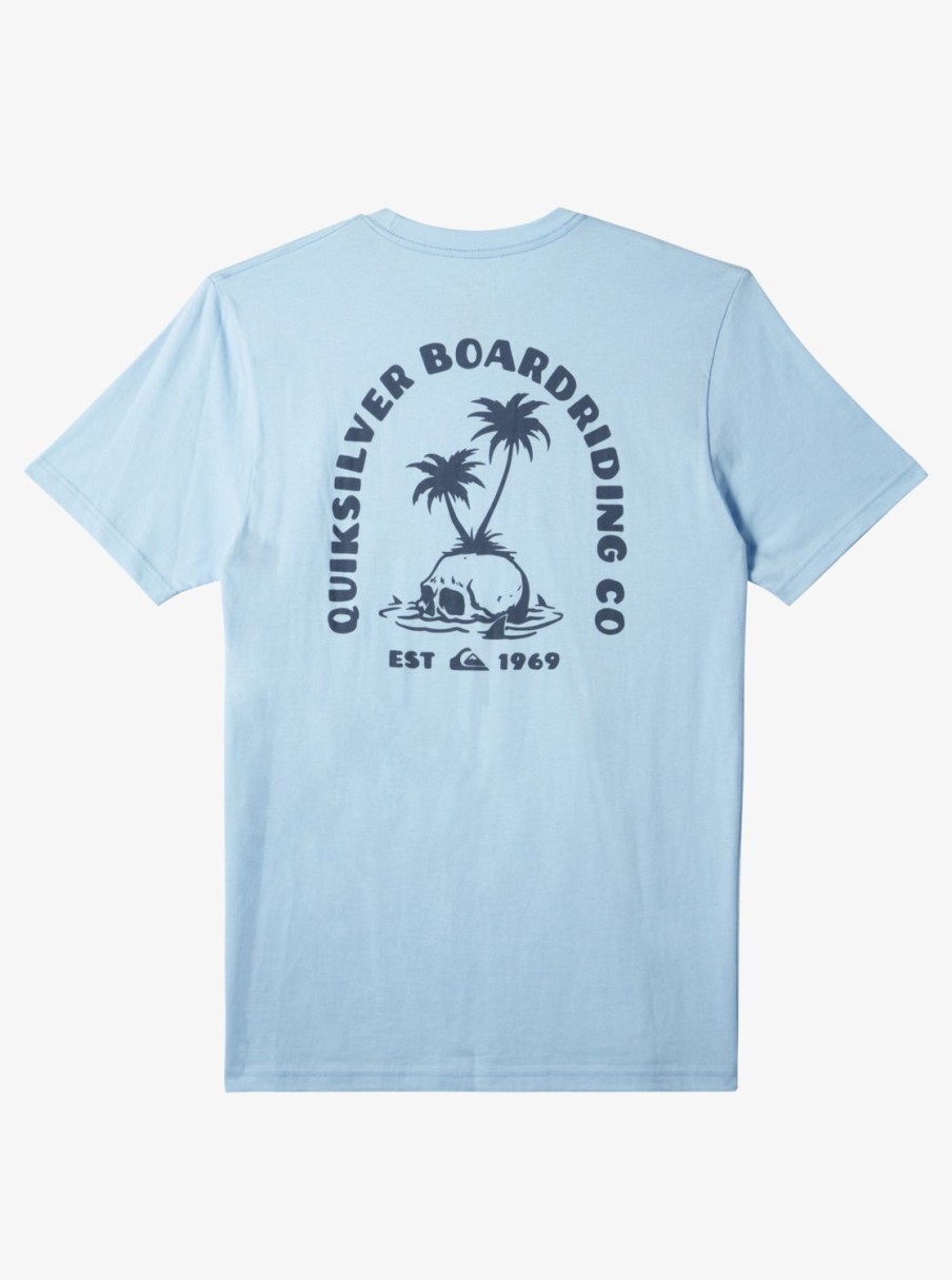 Mens Quiksilver Tees | Skull Island T-Shirt Clear Sky