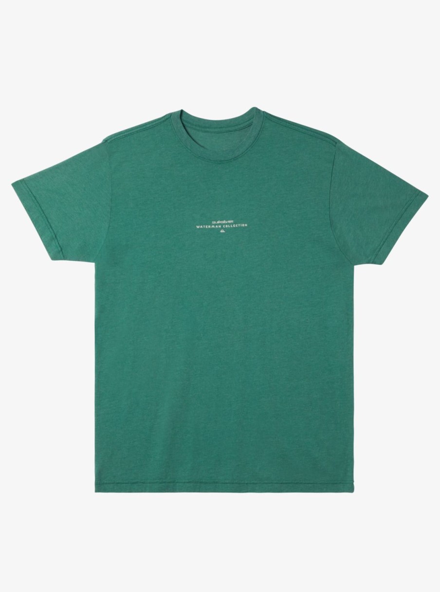 Mens Quiksilver Tees | Waterman Campgrounds Qt-Shirt Smoke Pine Heather