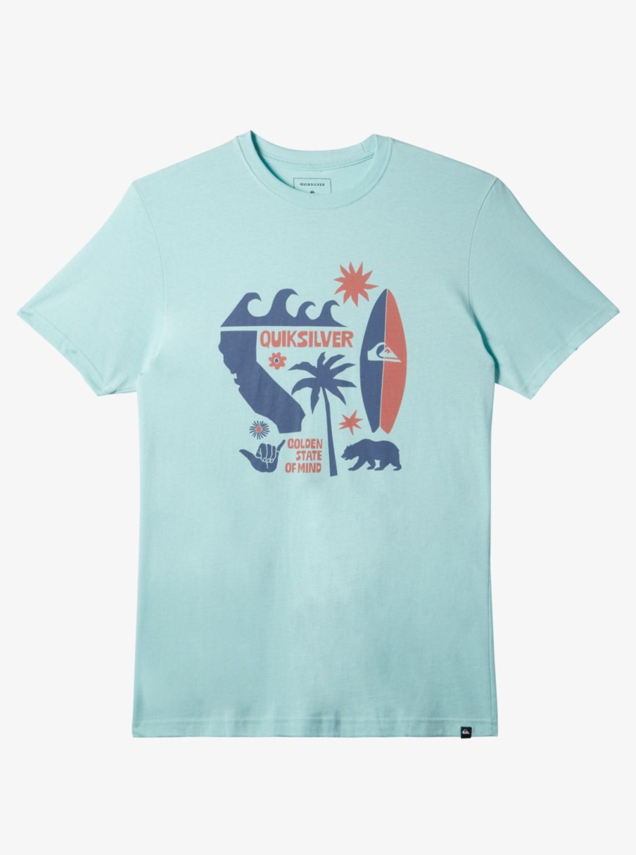 Mens Quiksilver Tees | Ca Funshine T-Shirt Pastel Turquoise