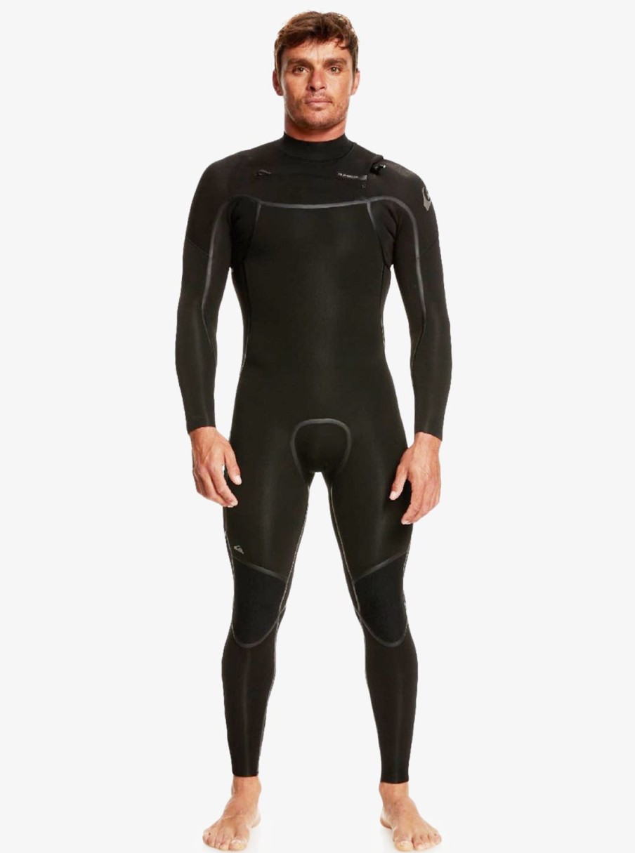 Mens Quiksilver Wetsuits | 4/3Mm Everyday Sessions Chest Zip Wetsuit Black