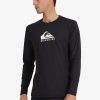 Mens Quiksilver Rashguards | Solid Streak Long Sleeve Upf 50 Surf T-Shirt Black