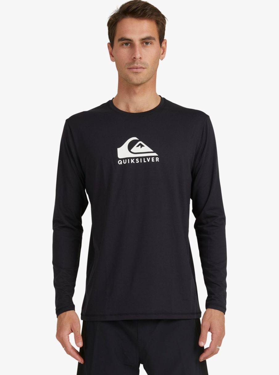 Mens Quiksilver Rashguards | Solid Streak Long Sleeve Upf 50 Surf T-Shirt Black