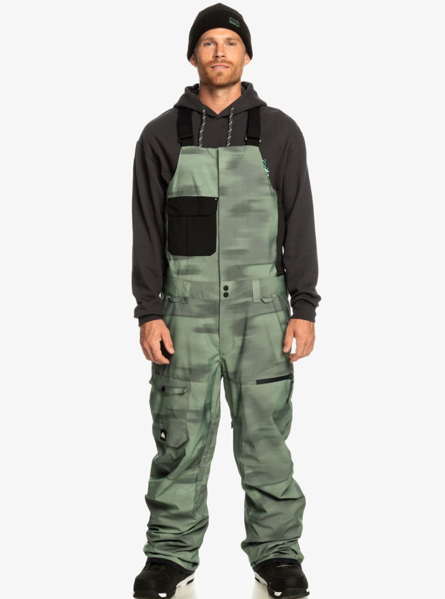 Mens Quiksilver Snow Pants | Utility Technical Snow Bib Pants Break Off Laurel Wreath