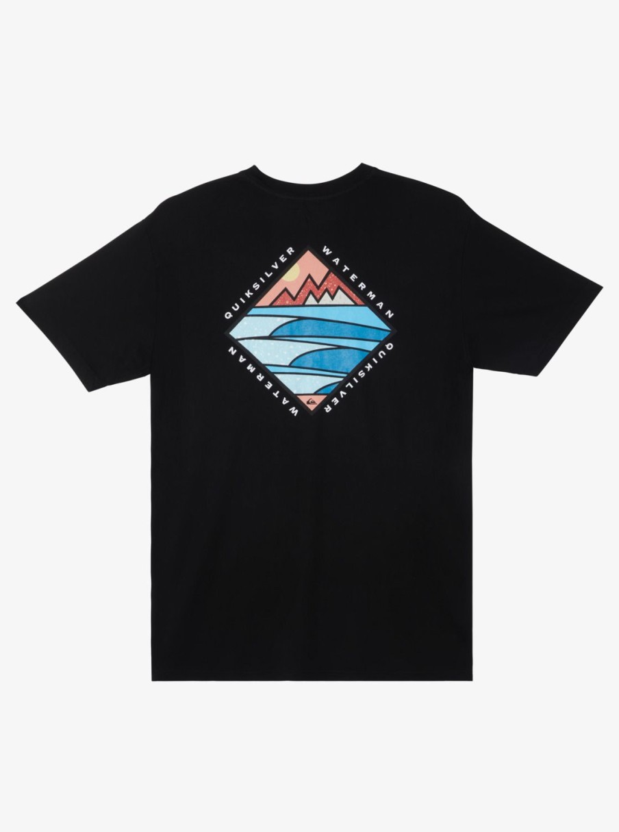 Mens Quiksilver Tees | Waterman Cross Chop Qt-Shirt Black