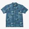 Boys Quiksilver Shirts | Boy'S 8-16 Radical Times Short Sleeve Woven Shirt Agean Blue Radical Times Ss