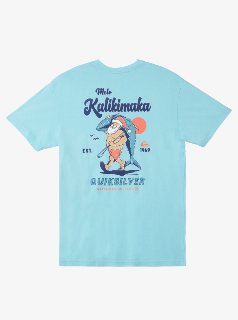 Mens Quiksilver Tees | Waterman Santa Qt-Shirt Gulf Stream