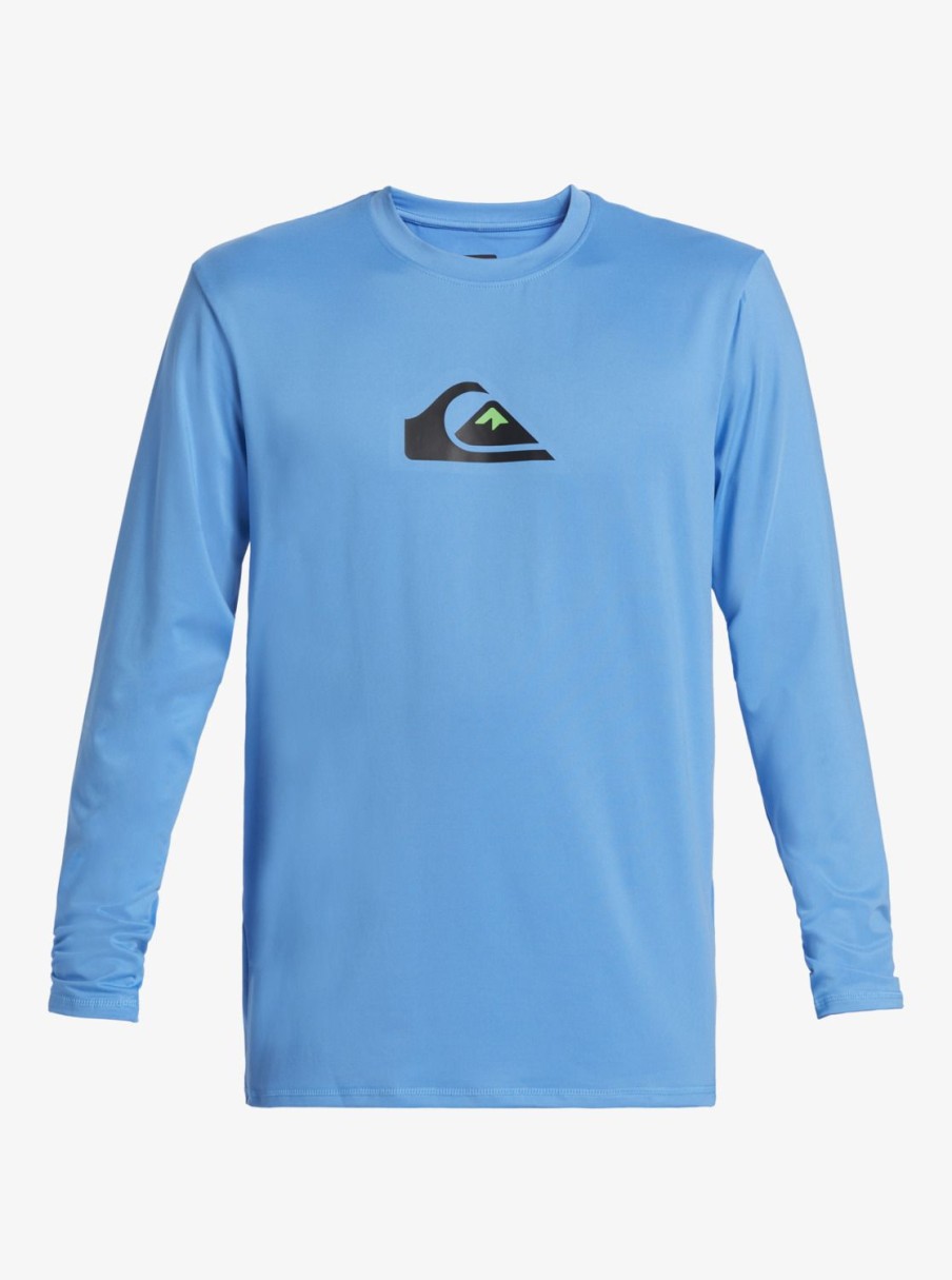 Mens Quiksilver Rashguards | Solid Streak Long Sleeve Upf 50 Surf Tee Azure Blue