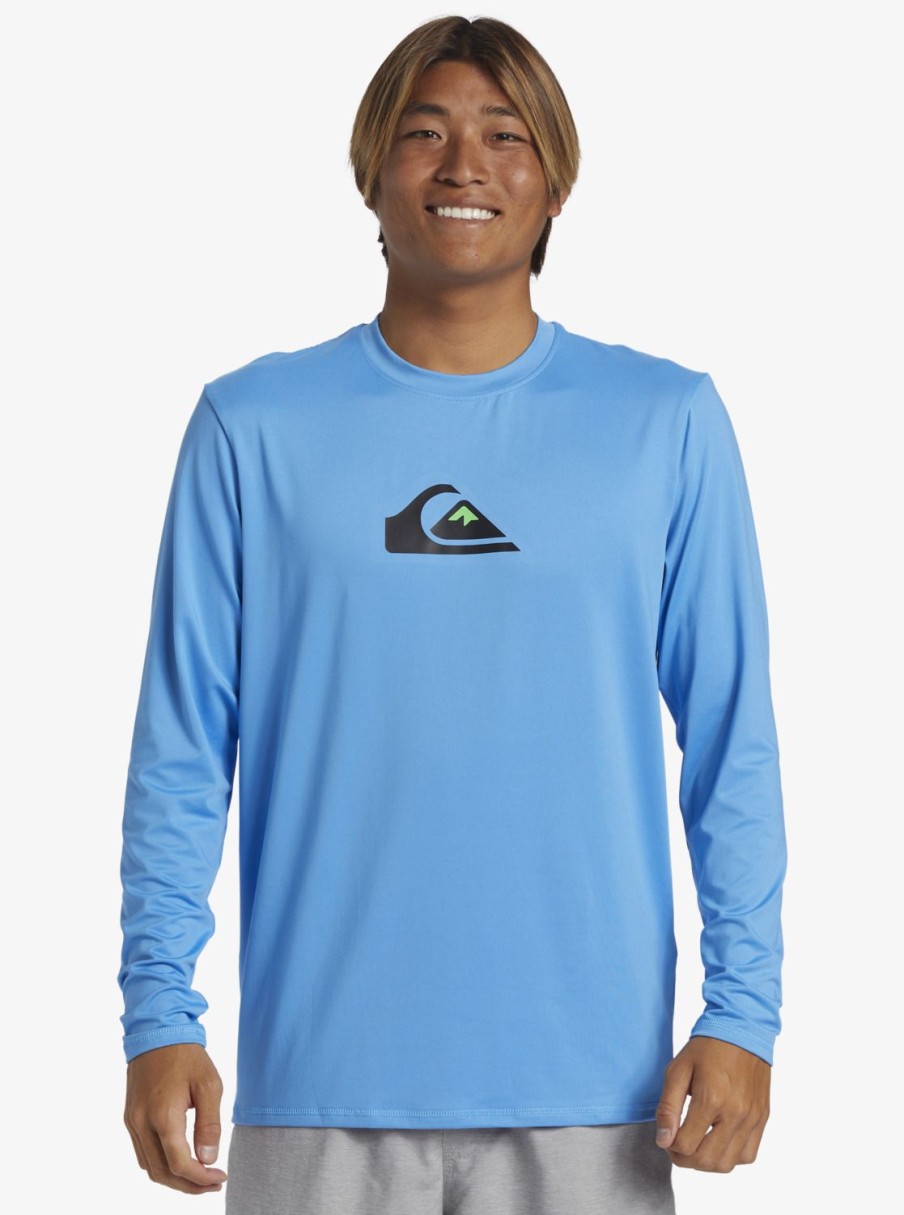 Mens Quiksilver Rashguards | Solid Streak Long Sleeve Upf 50 Surf Tee Azure Blue