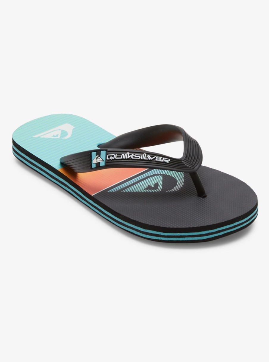 Boys Quiksilver Sandals | Boy'S 8-16 Molokai Flip-Flops Black/Orange/Green