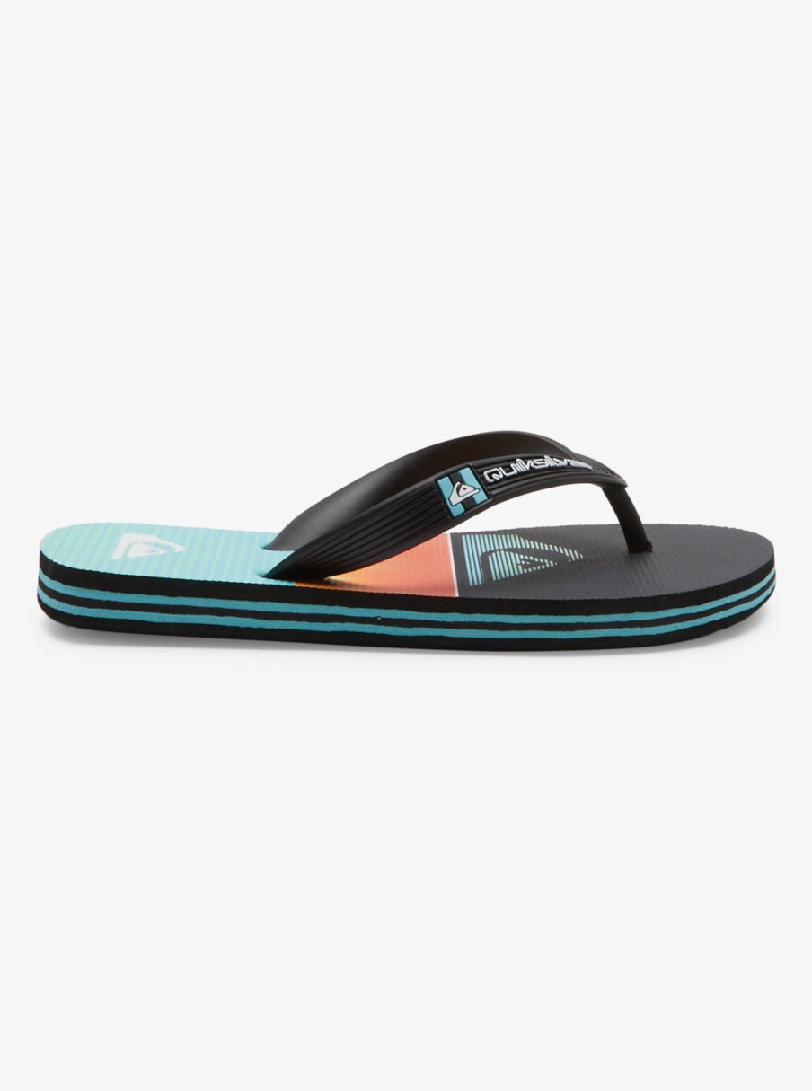 Boys Quiksilver Sandals | Boy'S 8-16 Molokai Flip-Flops Black/Orange/Green