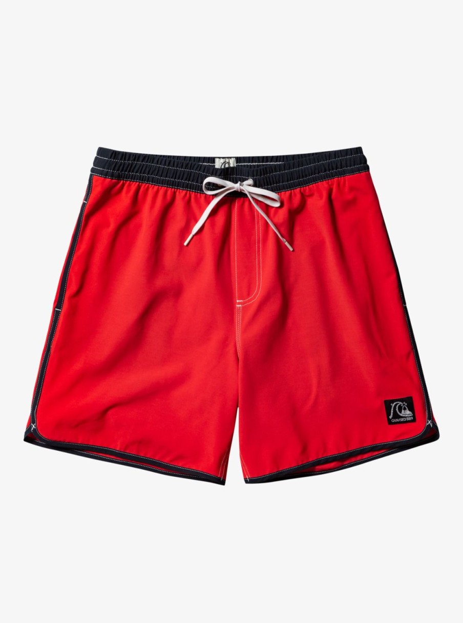 Mens Quiksilver Elastic Waist | Original Scallop 17" Volleys High Risk Red