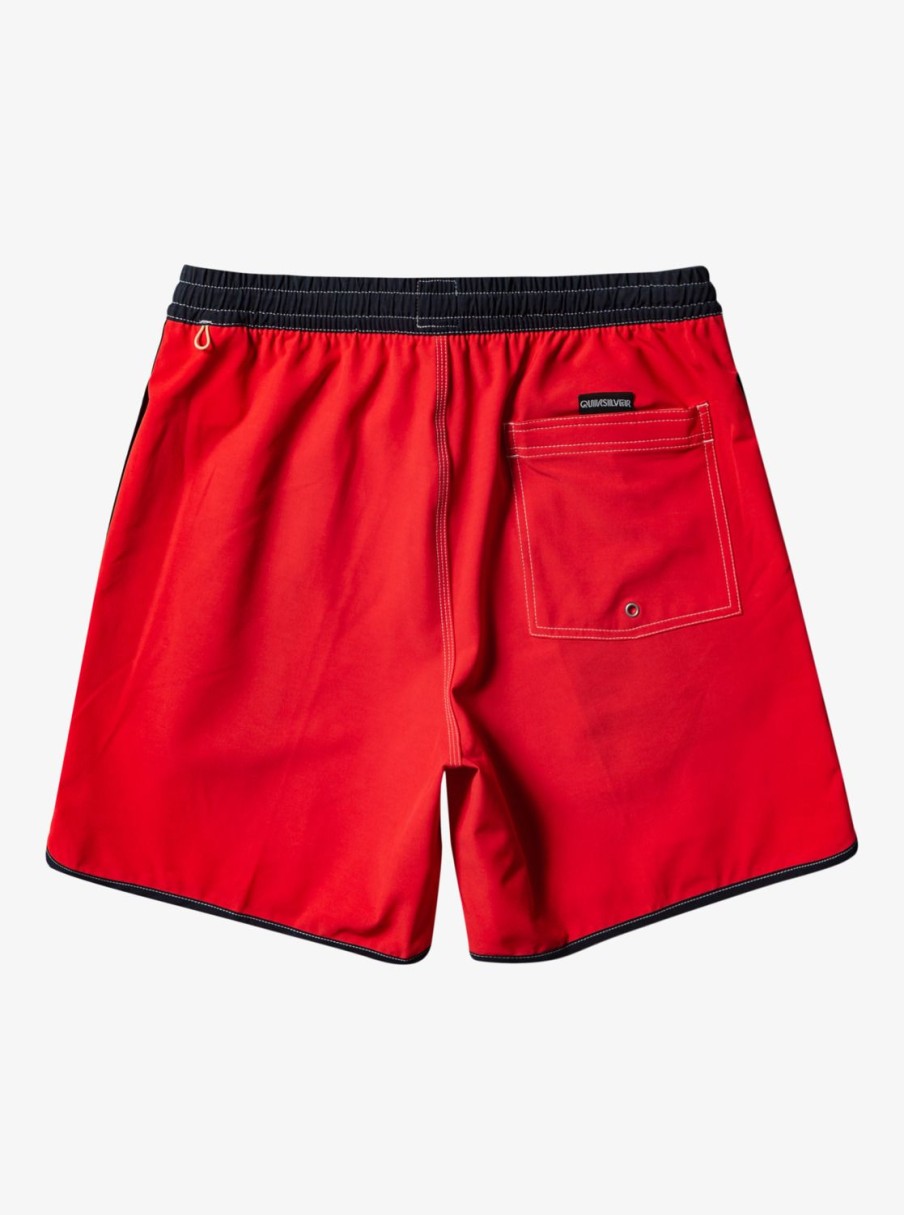 Mens Quiksilver Elastic Waist | Original Scallop 17" Volleys High Risk Red